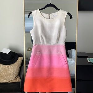 DVF white orange and pink ombre dress with pockets - US 2